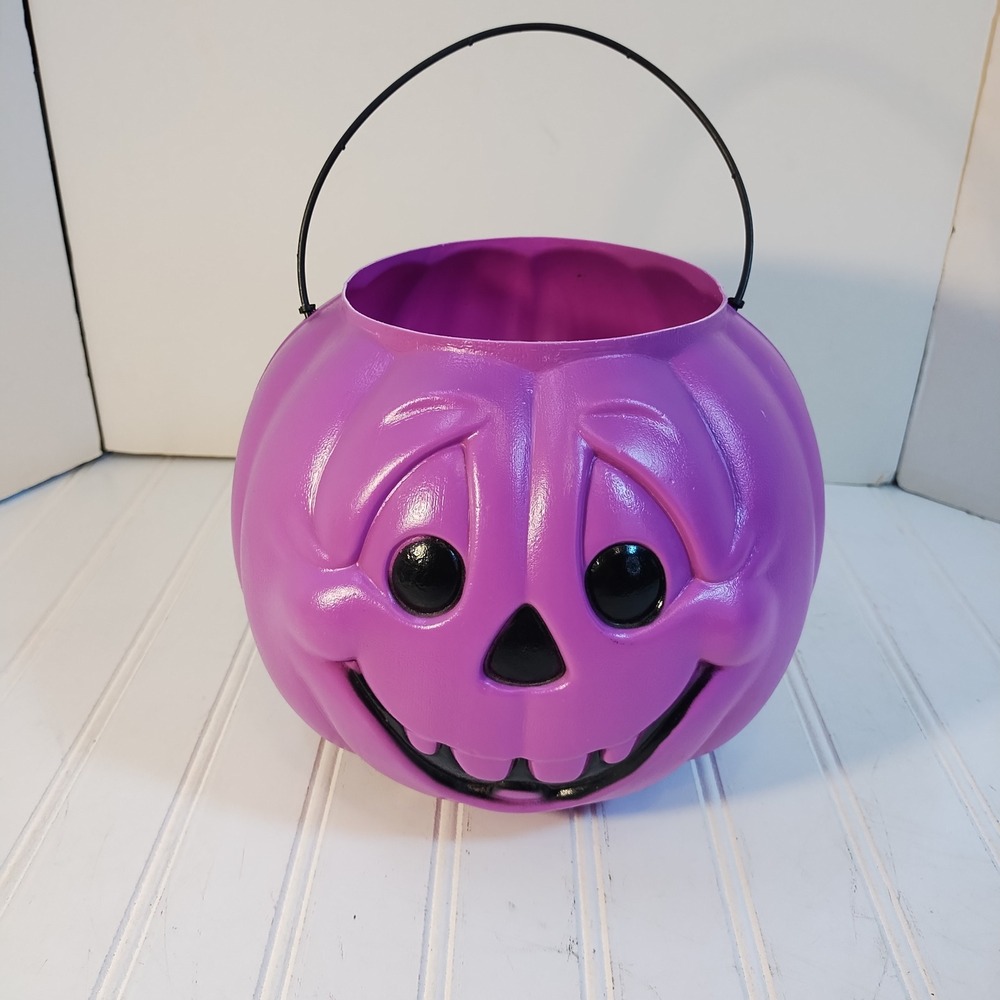 Vintage General Foam Purple Jack O Lantern Halloween Pumpkin Pail Bucket USA